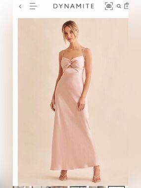 Dynamite Blue Satin Maxi Dress with Twist Front cut out